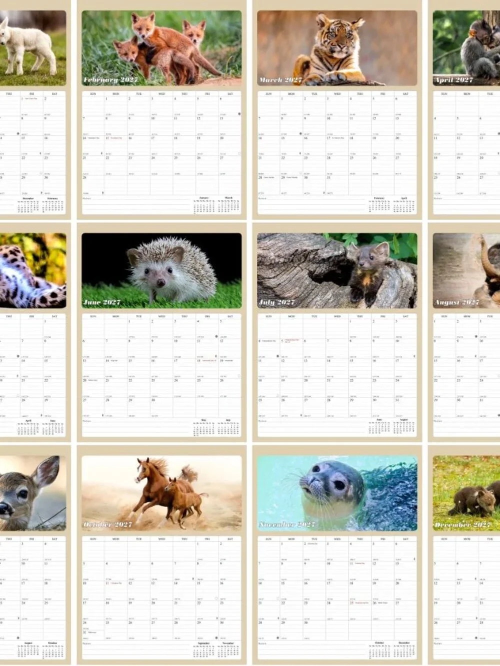 2027 Calendar Magnetic Peel & Stick 12 Months 8.5